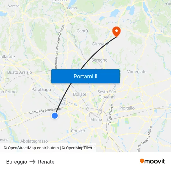 Bareggio to Renate map