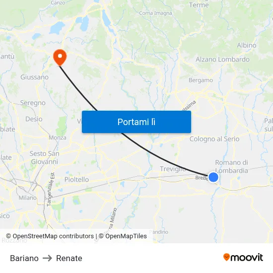 Bariano to Renate map