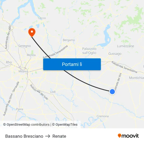 Bassano Bresciano to Renate map
