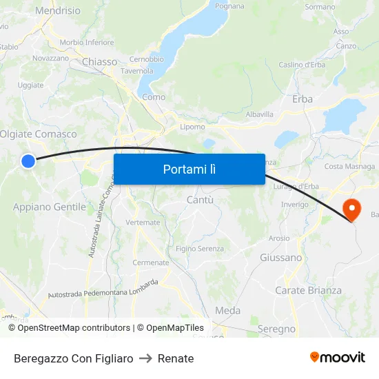 Beregazzo Con Figliaro to Renate map