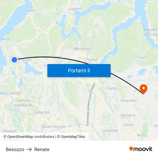 Besozzo to Renate map