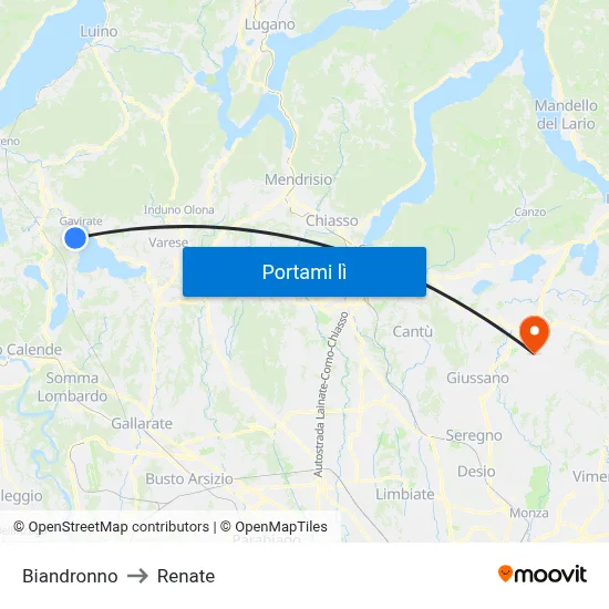 Biandronno to Renate map