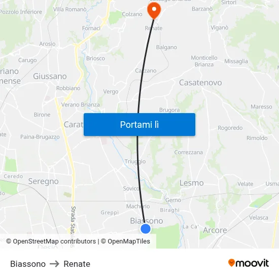 Biassono to Renate map