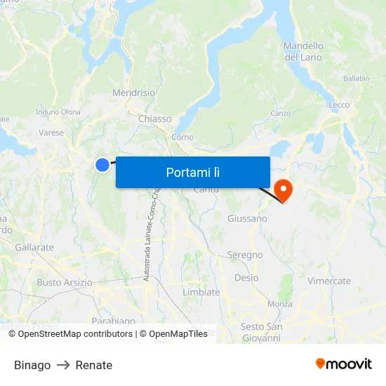 Binago to Renate map