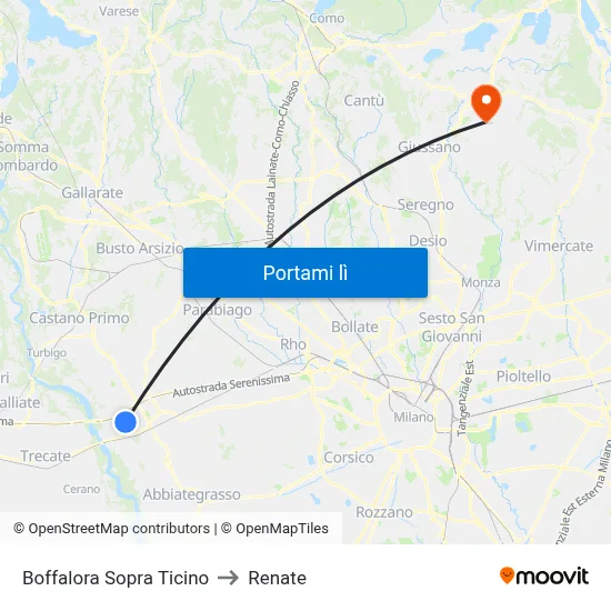 Boffalora Sopra Ticino to Renate map