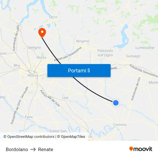 Bordolano to Renate map