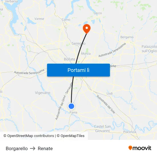 Borgarello to Renate map