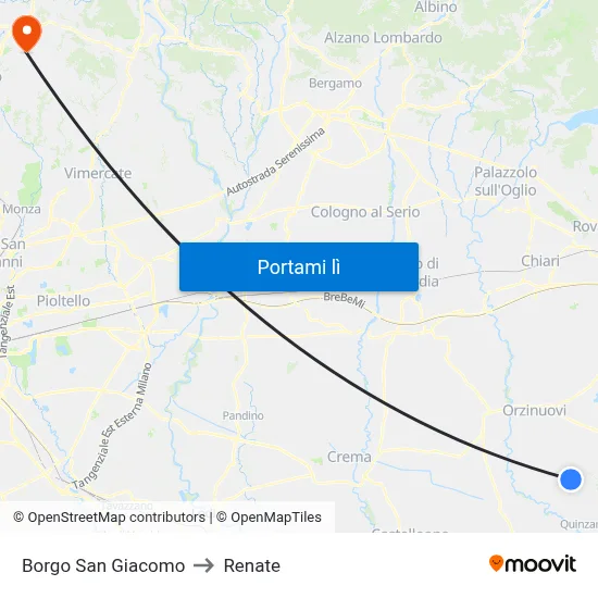 Borgo San Giacomo to Renate map