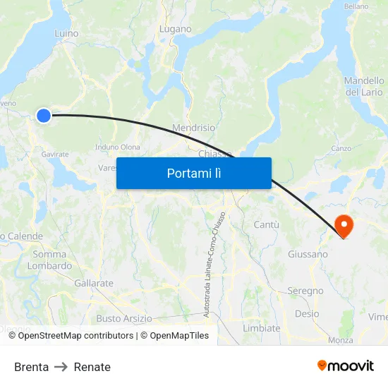 Brenta to Renate map