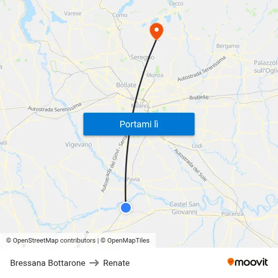 Bressana Bottarone to Renate map