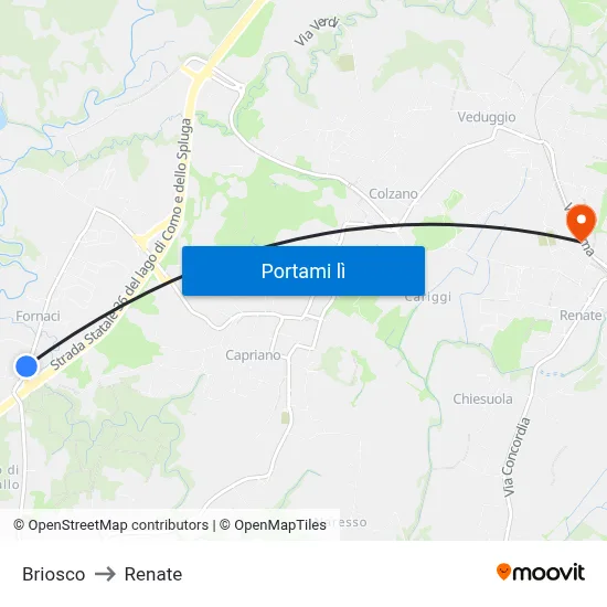 Briosco to Renate map
