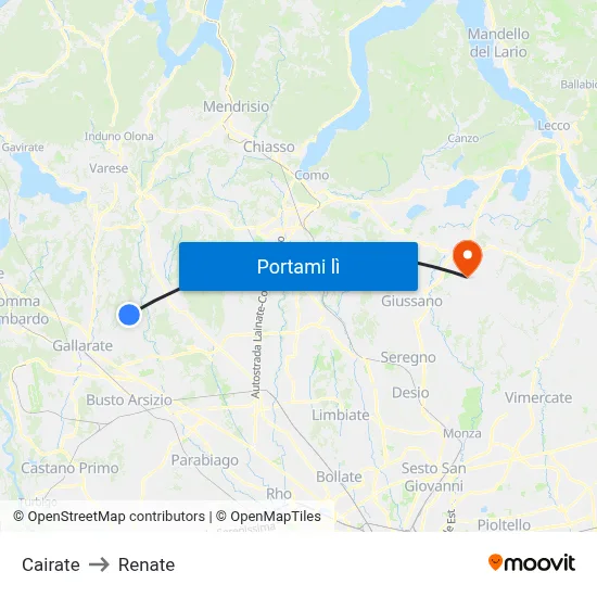 Cairate to Renate map