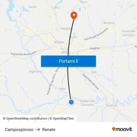 Campospinoso to Renate map