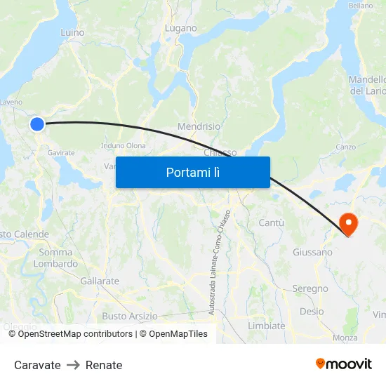 Caravate to Renate map