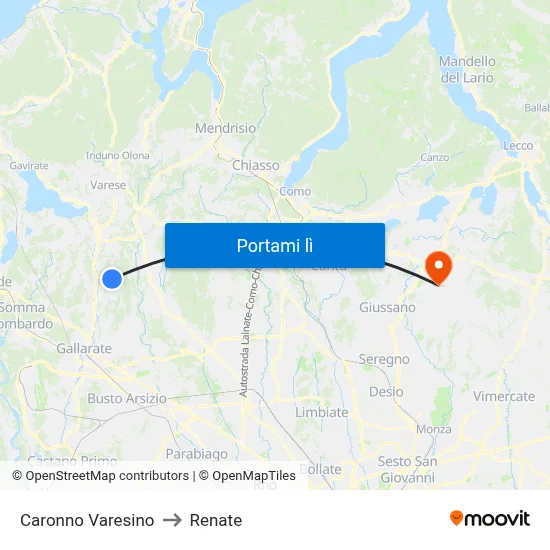 Caronno Varesino to Renate map