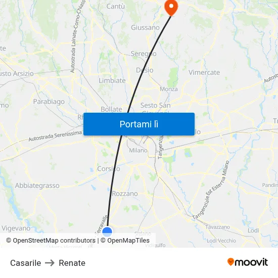 Casarile to Renate map