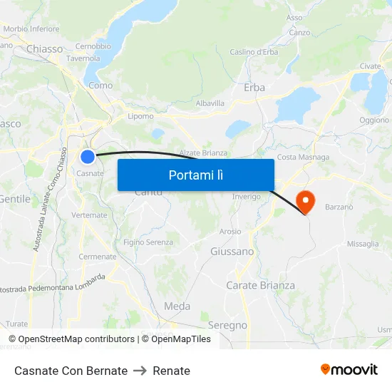 Casnate Con Bernate to Renate map
