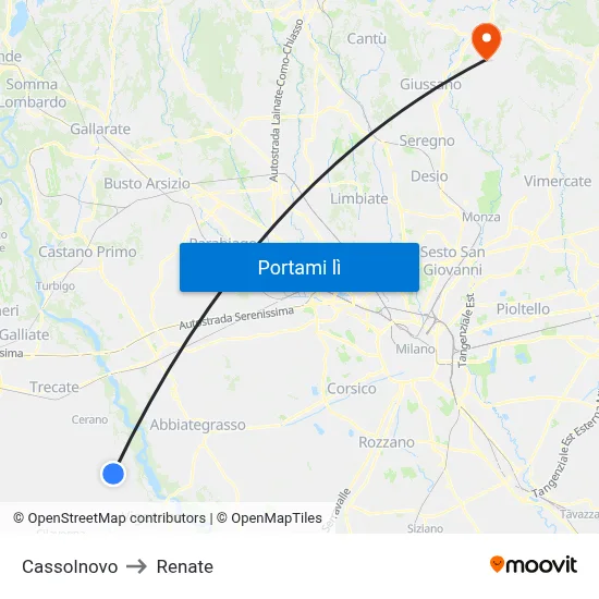 Cassolnovo to Renate map