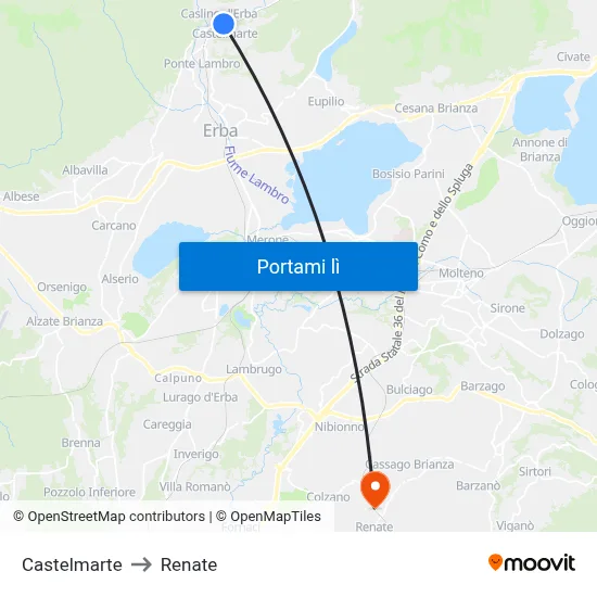 Castelmarte to Renate map