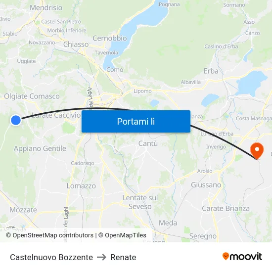 Castelnuovo Bozzente to Renate map