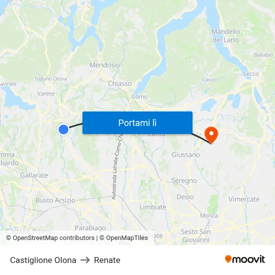 Castiglione Olona to Renate map