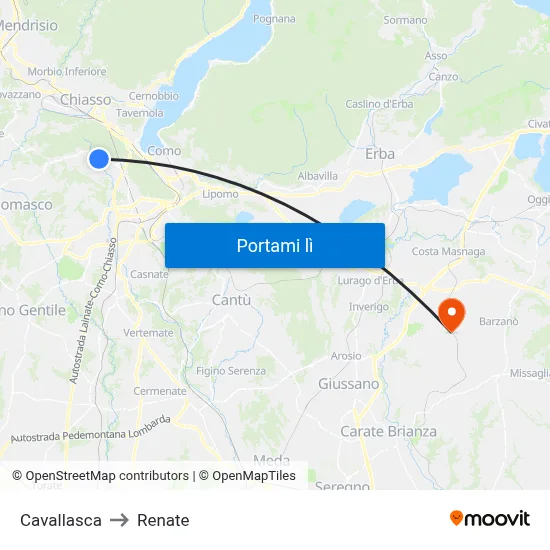 Cavallasca to Renate map
