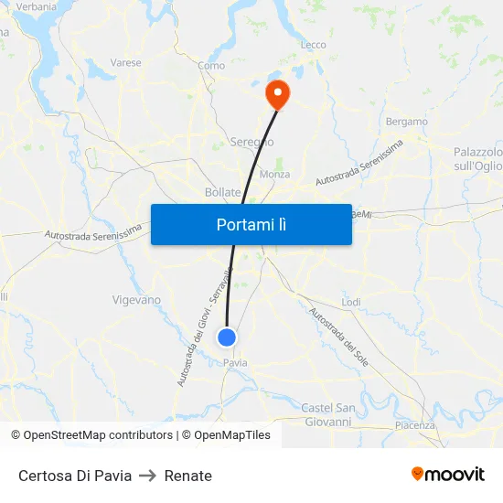 Certosa Di Pavia to Renate map