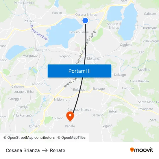 Cesana Brianza to Renate map