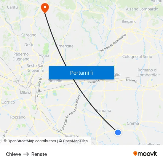 Chieve to Renate map