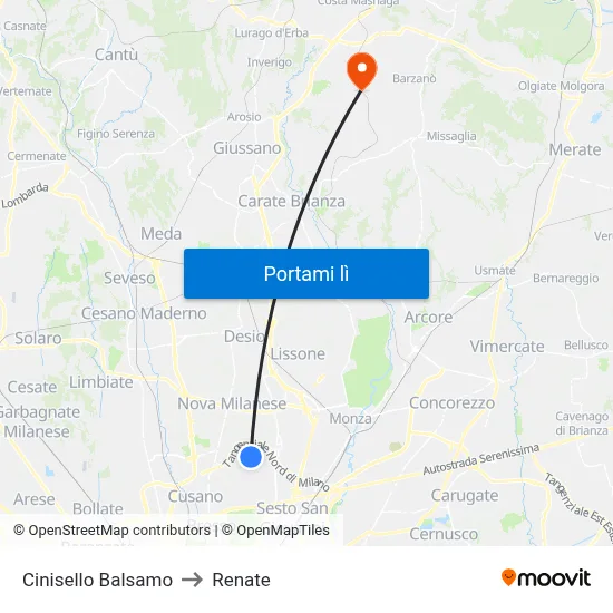 Cinisello Balsamo to Renate map