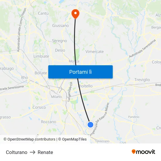 Colturano to Renate map