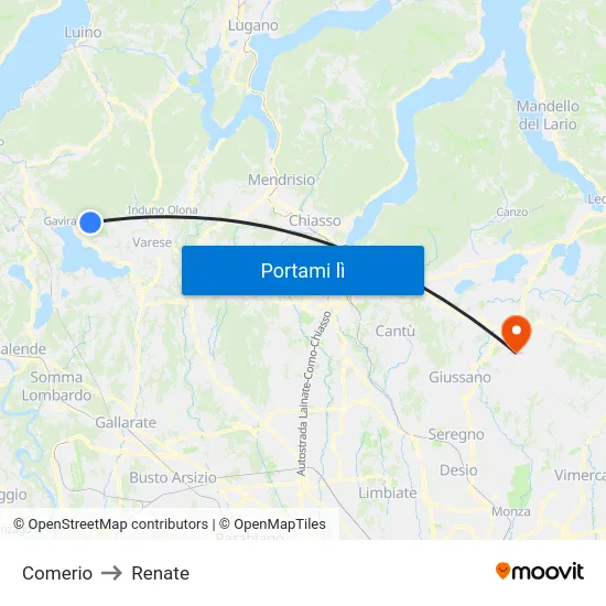 Comerio to Renate map