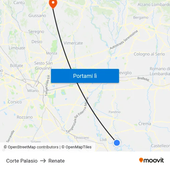 Corte Palasio to Renate map