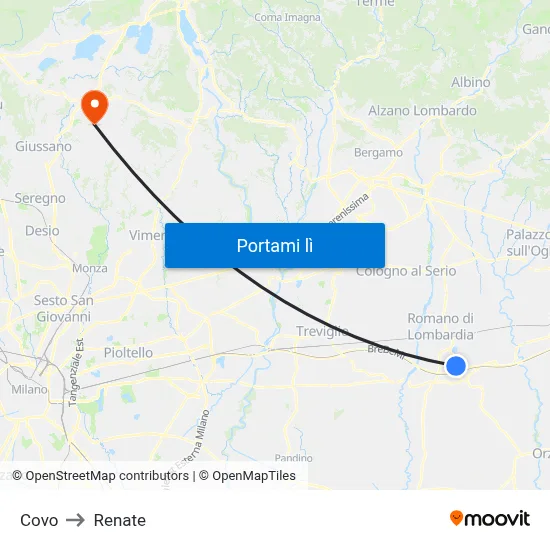Covo to Renate map