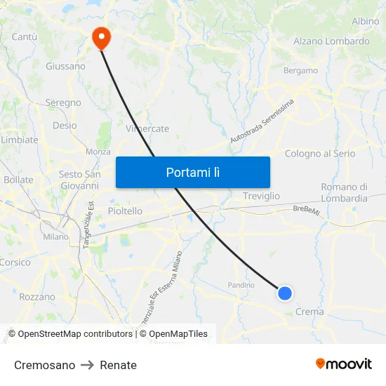 Cremosano to Renate map