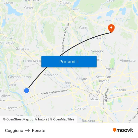 Cuggiono to Renate map