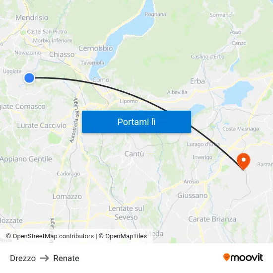 Drezzo to Renate map