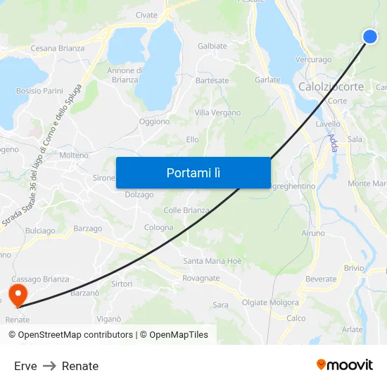 Erve to Renate map