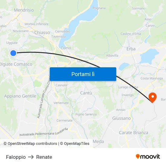 Faloppio to Renate map