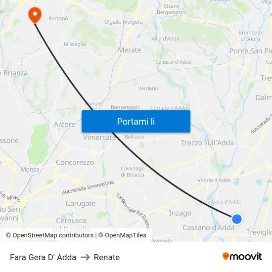 Fara Gera D' Adda to Renate map