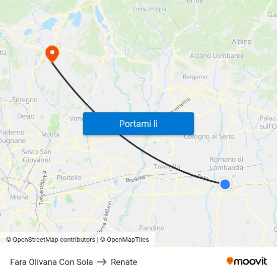 Fara Olivana Con Sola to Renate map