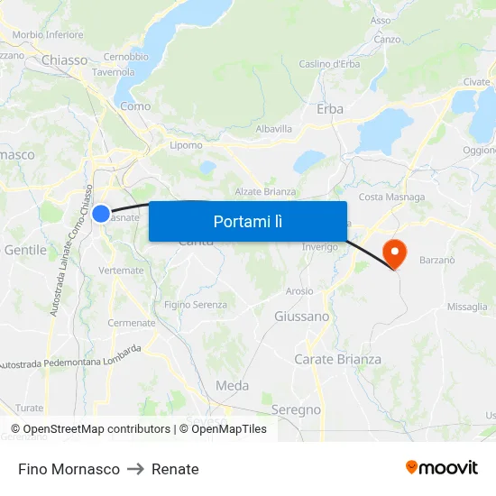 Fino Mornasco to Renate map