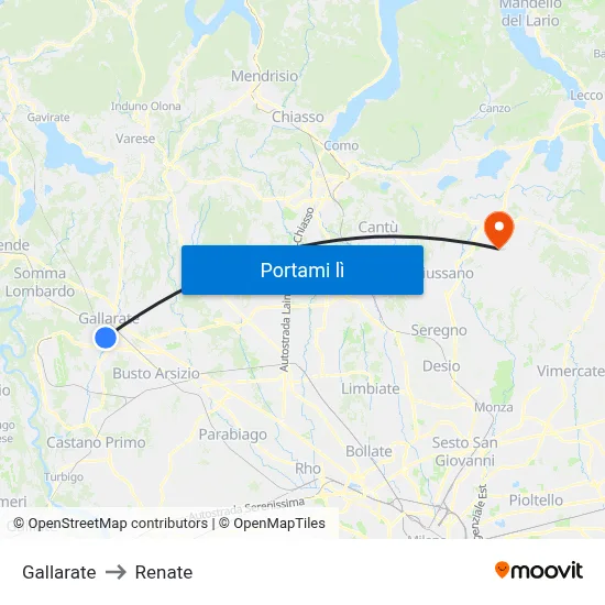 Gallarate to Renate map