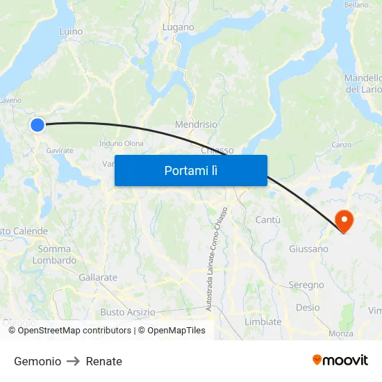 Gemonio to Renate map