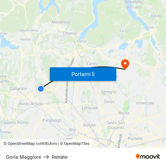 Gorla Maggiore to Renate map