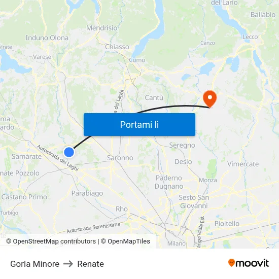 Gorla Minore to Renate map