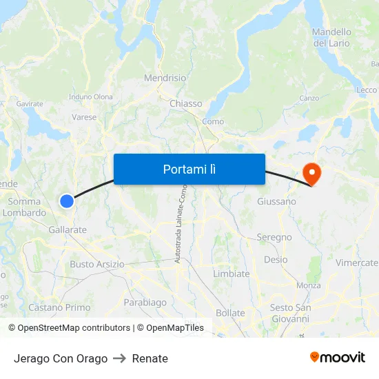 Jerago Con Orago to Renate map