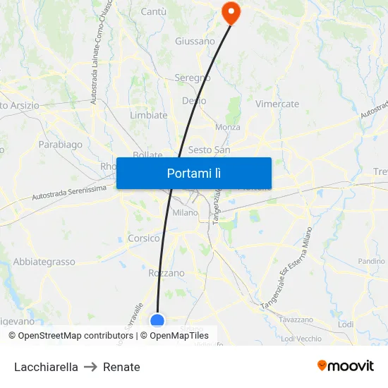 Lacchiarella to Renate map