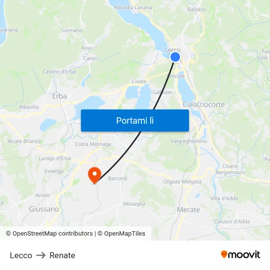 Lecco to Renate map