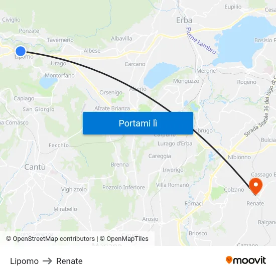 Lipomo to Renate map